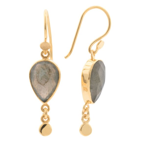 SHAANTI JEWELS  India 18kt Gold Plated Sterling Silver Labradorite Earrings - Picture 1 of 2